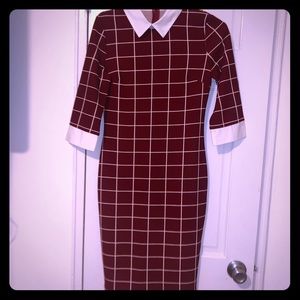 Red / white Collared Pencil Dress